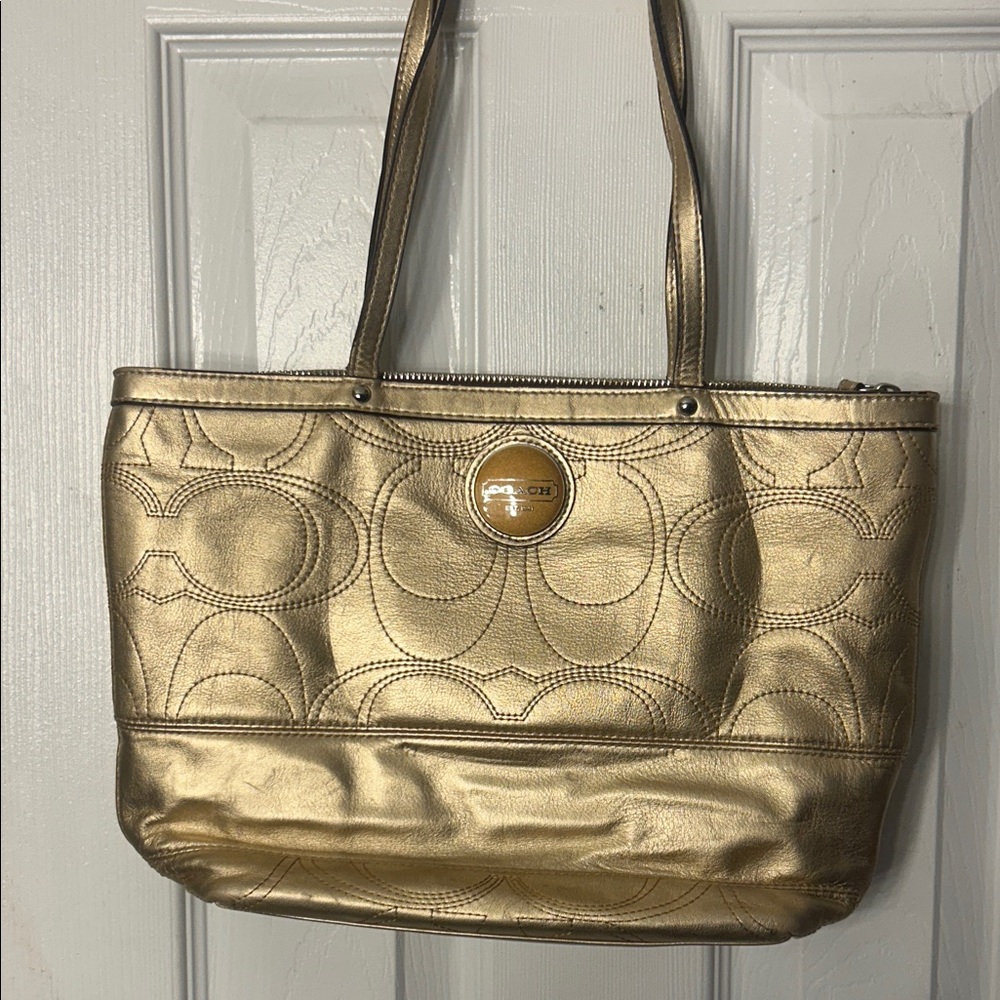 Coach Metallic Gold Tote Bag